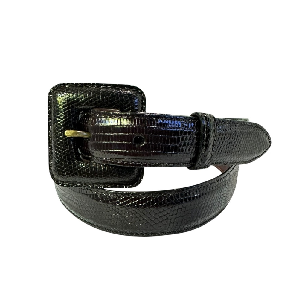 Genuine KLEINBERG SHERRILL Black Lizard Leather Women Belt Size S 29-30